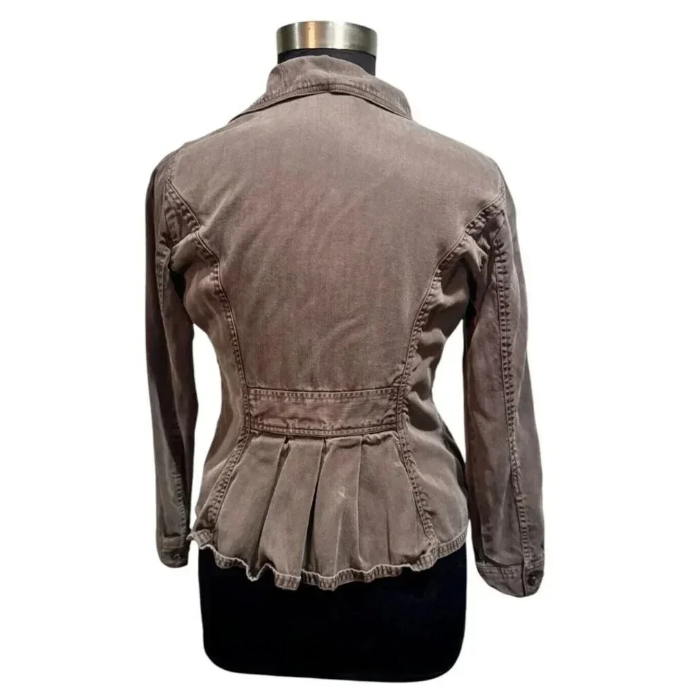 J.Jill Brown Button Down Lightweight Collared Jacket Small Petite‎